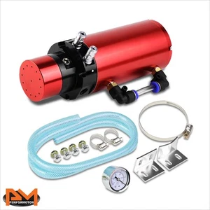 TANQUE/LATA DE CAPTURA DE ACEITE DE MOTOR DE ALUMINIO CON CALIBRE PSI 7""X2.5"" ROJO - Imagen 1 de 7