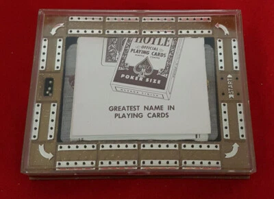 Stancraft Travel Cribbage Board. Mint Condition With Cards. Complete 5" X 5" - Image 1 of 4