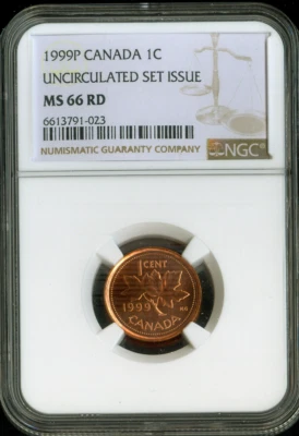 1999 P Canada Test Cent 1C NGC MS66 RD MAC - Quality - Image 1 of 2