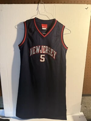 Camiseta larga para mujer Reebok New Jersey Nets Jason Kidd #5 pequeña azul Mavericks Foto 1 de 4