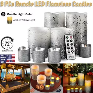 Set of 8 LED Flameless Candles with Remote Battery-Operated Candles Fake Candles - Picture 1 of 39