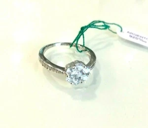 ANELLO DONNA ARGENTO 925% RODIATO FIORE ZIRCONI MISURA 14 TROVA GIOIELLI NUOVO - Foto 1 di 8