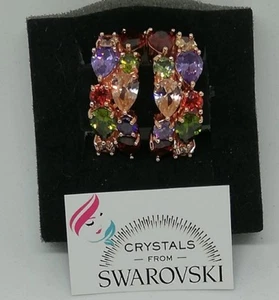 Orecchini da donna a cerchio Oro Placcato con Cristalli Swarovski Multicolori - Foto 1 di 2
