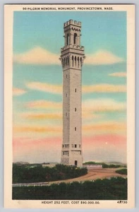 Pilgerdenkmal Denkmal Provincetown Messe Leinen Postkarte Kap Dorsch - Bild 1 von 2