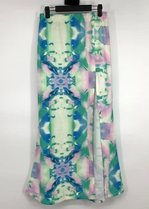 L'ATISTE Rock Damen Größe Large Aquarell Maxi hoher Schlitz bunt fließend - Bild 1 von 11