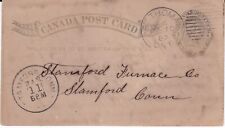 Canada 1881 Post Card Stationery St. Thomas ONT to CT vintage nice