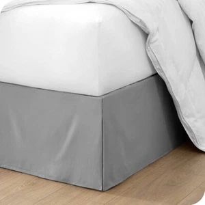 Pleated Bed Skirt Tailored Drop Easy Fit Bed Skirt Corner Pleats Full Queen King - Picture 1 of 15