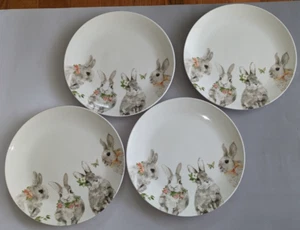 Pier 1 Large Bunny Easter Dinner Plate Set Of 4, Spring Bunny Pals - Picture 1 of 6