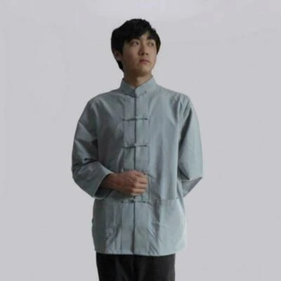 Long Sleeve Cotton Traditional Chinese Tang fu Top Men Kung Fu Tai Chi Clothes - Image 1 of 4