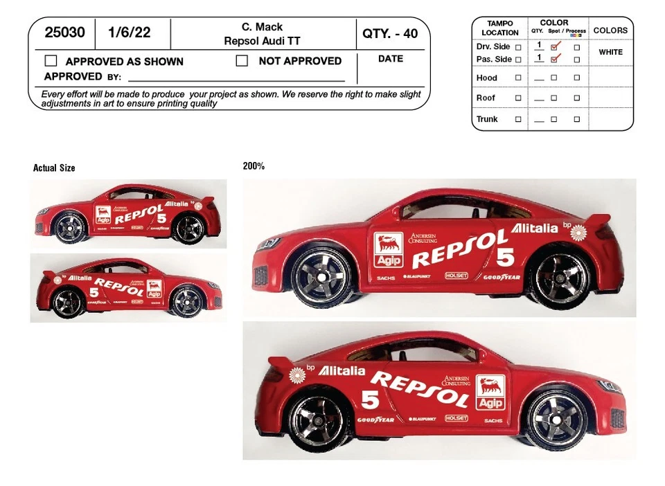 Caja de cerillas edición especial limitada Audi TT "REPSOL Racing", promoción Color Comp Foto 1 de 1