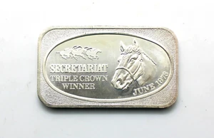 1973 USSC SECRETARIAT - TRIPLE CROWN WINNER Horse Racing 1 oz .999 Silver Bar - Picture 1 of 2