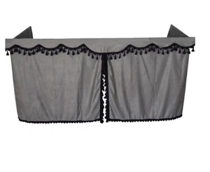 TRUCK SIDE CURTAINS GREY/BLACK FIT DAF SCANIA VOLVO MAN MERCEDES IVECO RENAULT - Picture 1 of 12