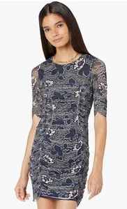 Mini Abito Bodycon Increspato Velvit Ted Baker Blu Stampa Floreale Taglia 1=4 Small Nuovo con etichette - Foto 1 di 17