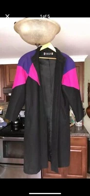 Jaqueta Komitor Vintage Feminina Roxa Rosa Lã Forrada Casaco Antigo Fabricado nos EUA - Imagem 1 de 4