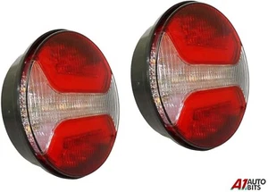 2X 12/24V 4,8 Zoll LED Neon Rund Hamburger Heck Kombileuchte Blinker Stop - Bild 1 von 7
