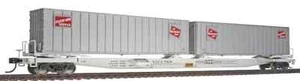 MILWAUKEE ROAD FLEXI-VAN MARK III -TOFC FLAT CAR w/ 2 TRAILERS  HO Scale NEW RTR - Picture 1 of 14