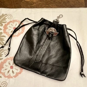 Vintage Handmade Genuine Leather Coin Change Pouch Purse Metal Eagle & Clip EUC - Picture 1 of 11