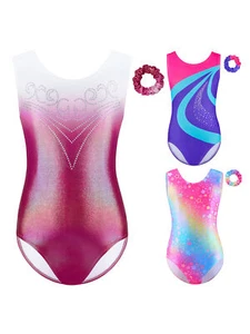 Girls Outfit Athletic Jumpsuit Training Leotard With Hair Band Tumbling Ballet - Picture 1 of 47