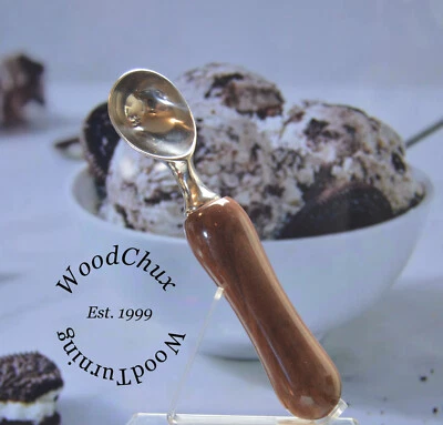 Handmade Black Walnut Wood Ice Cream Scoop Or Pizza Cutter Heavy Stainless 224 - Image 1 of 4