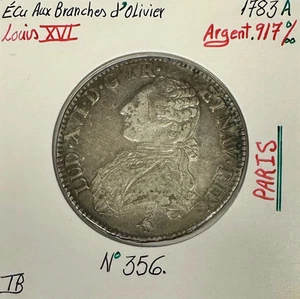 ECU aux Branches d'Olivier (LOUIS XVI) 1783 A - Monnaie en Argent // TB - Picture 1 of 2
