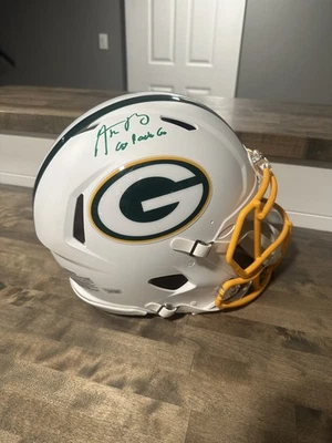 Casco AUTÉNTICO de velocidad tamaño completo firmado por Aaron Rodgers Fanáticos Packers Foto 1 de 4