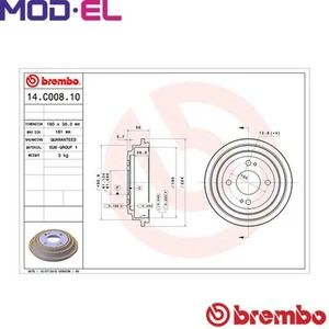 2x BRAKE DRUM 14.C008.10 FOR HONDA JAZZII L13A6/L13A5/L13A1 1.3L L15A1 1.5L 4cyl - Picture 1 of 7
