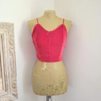 Y2K Vintage Red Velour Crop Top Cami Juniors Size Medium Holiday Fairycore  - Image 1 of 4