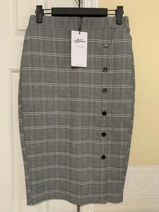 Byinns Women's Small Black & White Plaid Fitted Pencil Skirt NEW with Tags - Picture 1 of 11