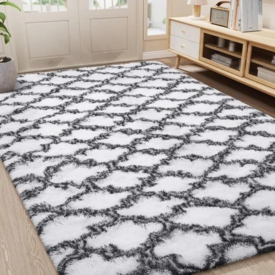 Alfombra peluda de lujo LOCHAS 3x5 pies alfombras mullidas geométricas de felpa, extra suave... Foto 1 de 4
