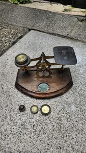 Antique Post office Letter Scales & Weights On Base complete Vintage - Picture 1 of 15