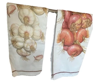 Williams Sonoma Küche Garten Geschirrtücher Zwiebel/Knoblauch 2er Set Italien - Bild 1 von 18