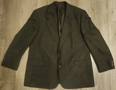 Blazer de lã Hardy Aimes Savile Row 46R, preto com espinha de peixe marrom-dourada  - Imagem 1 de 4