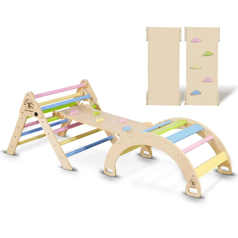 CUSHHOM Montessori Kletterdreieck mit Rutsche Kletterbogen Klappbar Klettergerüst Indoor