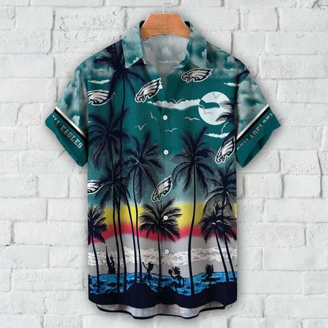 Philadelphia Eagles Hawaiian Shirt Tropical Pattern Summer Beach Shirt Gift Cover