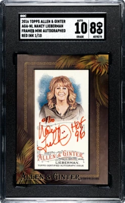 Nancy Lieberman 2016 Topps Allen & Ginter Mini Frame Auto Red Ink /10 SGC 10/8 - Image 1 of 2
