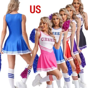 Mujeres Cheer Leaders Ropa de Baile Halloween Animadora Disfraz Conjunto Vestido de Baile - Imagen 1 de 59