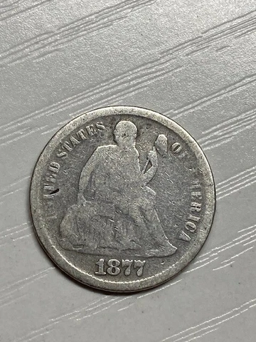 1877-s Seated Dime 10c, better date, 99 Cent shipping Cover