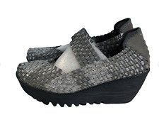 Bernie Mev. New York Lulia Silver Mary Jane Woven Women's Comfort Wedge Shoes