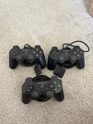 Lot of 3 Official OEM Sony PlayStation 2 PS2 Controllers SCPH-10010 Repair - Image 1 of 4