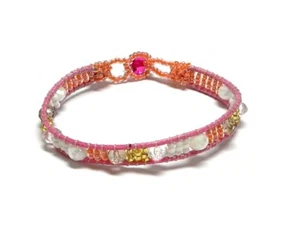 Crystal Seed Beaded Thin Strap Bracelet Fashion Artisan Jewelry Boho Accessories - Picture 1 of 8