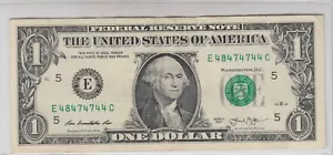 2013 (E) billete de un dólar billete de la Reserva Federal Richmond elegante trinario 5 4s - Imagen 1 de 2