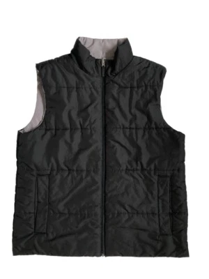 Merona Size L Men's Reversible Black/Gray Puffer Vest With Pockets - Image 1 of 4