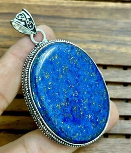 Lapis Lazuli Pendant Gemstone 925 Sterling Silver Handmade Jewelry pendant 2.10" - Picture 1 of 11