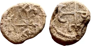 Sceau byzantin Pb, vers VIIe-XIIe siècle. Monogramme cruciforme nom d'Alex wCOA - Photo 1 sur 3