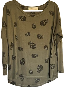 Havana Top Shirt Womens Size M Green With Skulls Halloween Vintage - Picture 1 of 5
