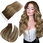 Easyouth Balayage Tape in Human Hair Extensions Medium Brown Fading to Carame...