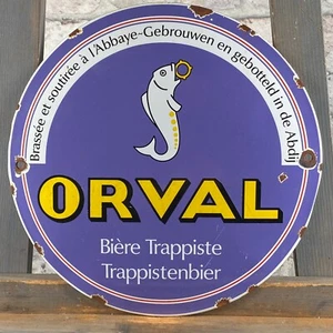 ORVAL Enamel Sign ø 11.8" (30cm) Nice Retro Small Vintage Porcelain Wall Signage - Bild 1 von 13