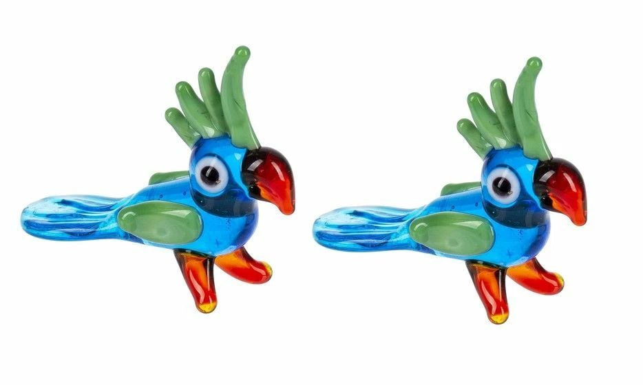 Miniature Dollhouse Fairy Garden Set/2 Colorful Glass Cockatiels - Buy 3 Save $5 - Image 1 of 1