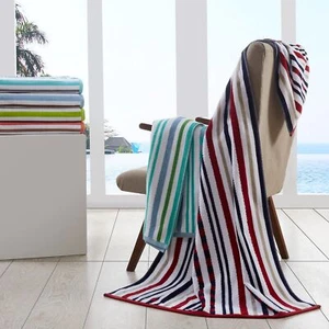 Stitch Striped Cotton Lightweight Highly Absorbent 2 Piece Beach Towel Set - Picture 1 of 19
