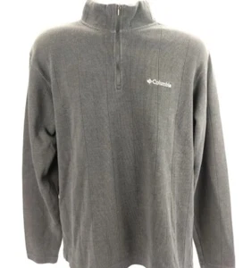 Columbia 1/4 Zip Sweater Sweatshirt Mens L Grey Ribbed Cadet Collar LS AM 6779 - Picture 1 of 8